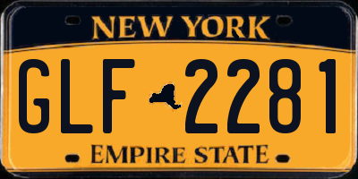 NY license plate GLF2281