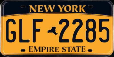 NY license plate GLF2285