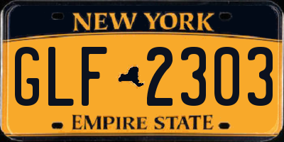 NY license plate GLF2303
