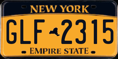 NY license plate GLF2315