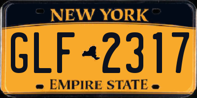 NY license plate GLF2317