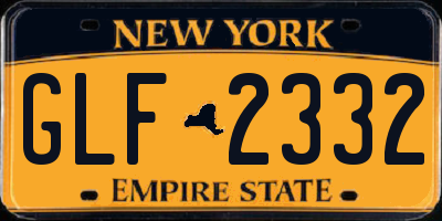 NY license plate GLF2332