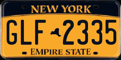 NY license plate GLF2335