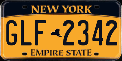 NY license plate GLF2342