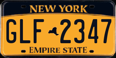 NY license plate GLF2347
