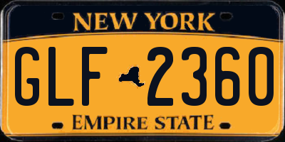 NY license plate GLF2360