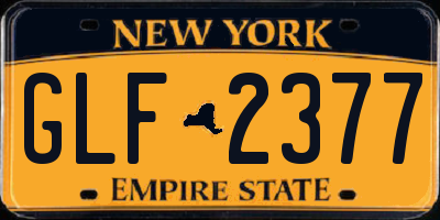 NY license plate GLF2377