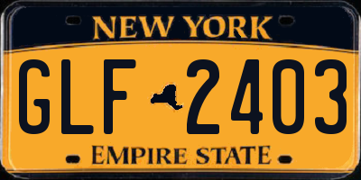 NY license plate GLF2403