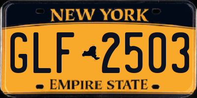 NY license plate GLF2503