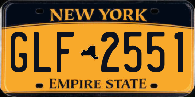 NY license plate GLF2551