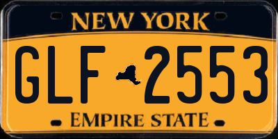 NY license plate GLF2553