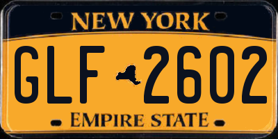 NY license plate GLF2602