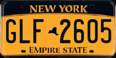 NY license plate GLF2605