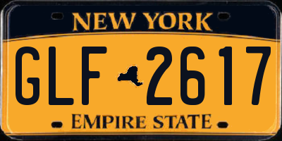 NY license plate GLF2617