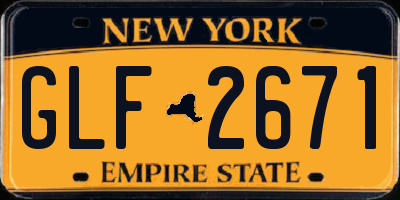 NY license plate GLF2671