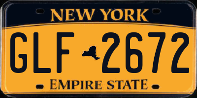 NY license plate GLF2672