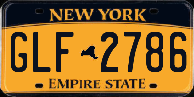 NY license plate GLF2786