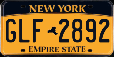 NY license plate GLF2892