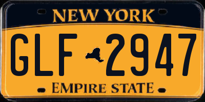 NY license plate GLF2947