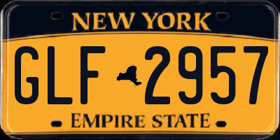 NY license plate GLF2957