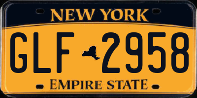 NY license plate GLF2958