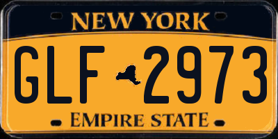 NY license plate GLF2973