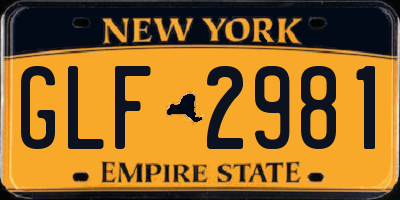 NY license plate GLF2981
