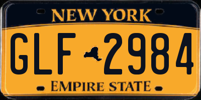 NY license plate GLF2984