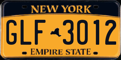 NY license plate GLF3012
