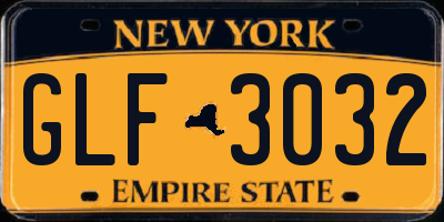 NY license plate GLF3032