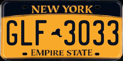 NY license plate GLF3033