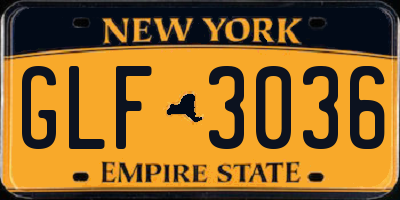 NY license plate GLF3036
