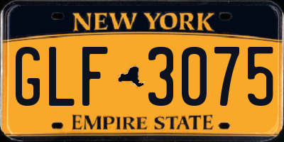 NY license plate GLF3075