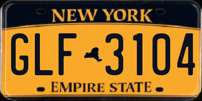 NY license plate GLF3104