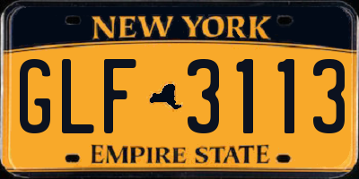 NY license plate GLF3113