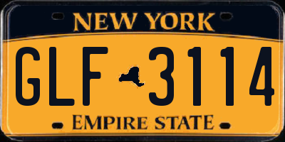 NY license plate GLF3114