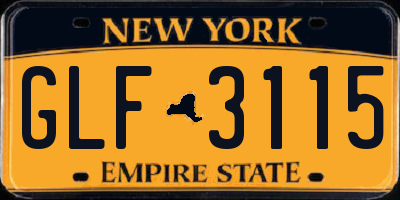 NY license plate GLF3115