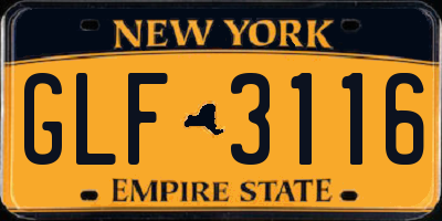 NY license plate GLF3116