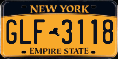 NY license plate GLF3118
