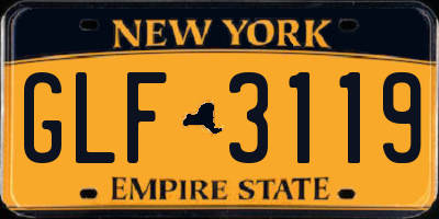 NY license plate GLF3119