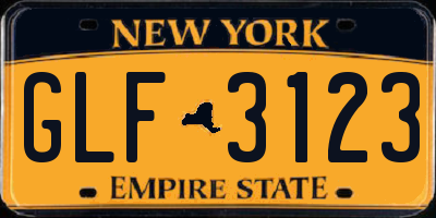 NY license plate GLF3123