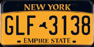 NY license plate GLF3138