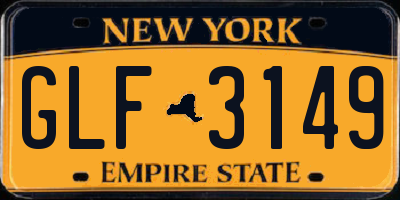 NY license plate GLF3149