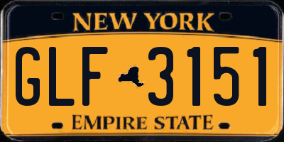 NY license plate GLF3151