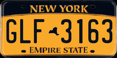 NY license plate GLF3163