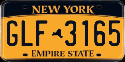 NY license plate GLF3165