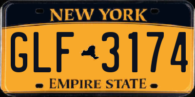 NY license plate GLF3174