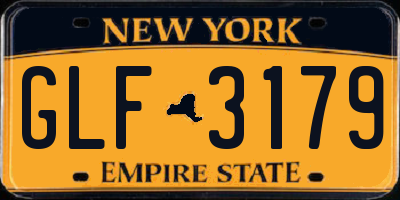 NY license plate GLF3179