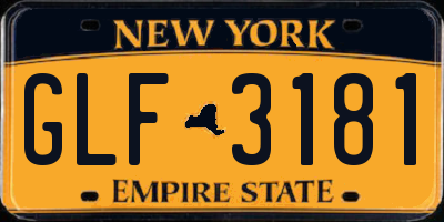 NY license plate GLF3181
