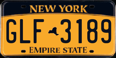 NY license plate GLF3189